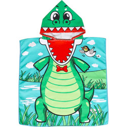 QueenMother Crocodile Παιδικό Πόντσο Θαλάσσης Microfiber Πράσινο 59x59cm PNC07