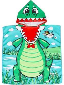 QueenMother Crocodile Παιδικό Πόντσο Θαλάσσης Microfiber Πράσινο 59x59cm PNC07