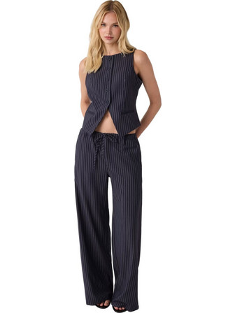 Guess Υφασμάτινη Γυναικεία Παντελόνα Loose Εφαρμογή Navy Μπλε W6YB08W2829-SB0T