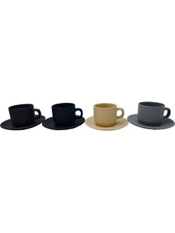 Sidirela Σετ Φλιτζάνια Cappuccino Ελληνικού Καφέ & Τσαγιού Πορσελάνης Πολύχρωμα 210ml 6τμχ E-2834