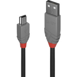 Lindy 36723 Καλώδιο USB-A Male 2.0 to USB-B Mini Male 2m Black