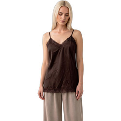 Helmi Γυναικείο Καλοκαιρινό Lingerie Top Σατέν Σοκολατί 58-03-099