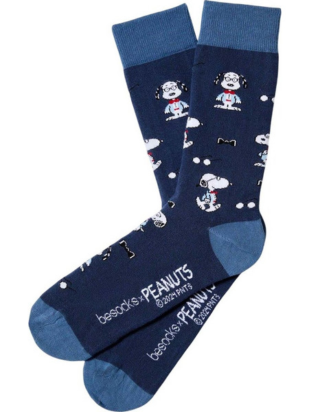 Besocks Snoopy Preppy Ανδρικές Κάλτσες Ψηλές με Σχέδια Navy Μπλε 648057
