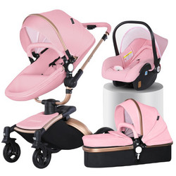 Agape 360 Καρότσι Μωρού 3 σε 1 Pink