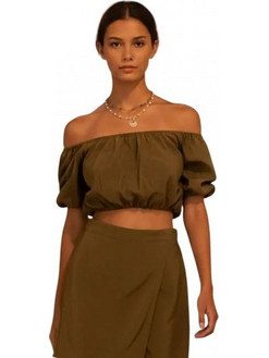 VinD.gr Γυναικείο Καλοκαιρινό Crop Top Χακί 1262250001
