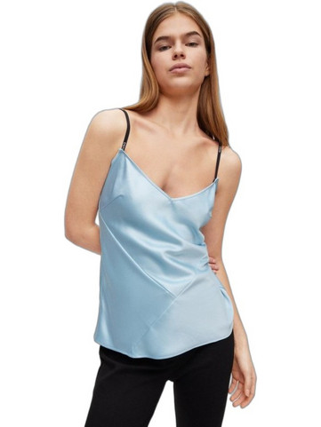 Hugo Boss Casrina Γυναικείο Καλοκαιρινό Top Σατέν Γαλάζιο 50489208-451