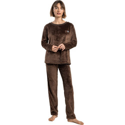 Admas Σετ Γυναικείες Πιτζάμες Χειμωνιάτικες Fleece Σοκολατί 64632
