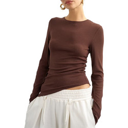 Topshop Γυναικείο Χειμερινό Top Ριπ Καφέ 31001439