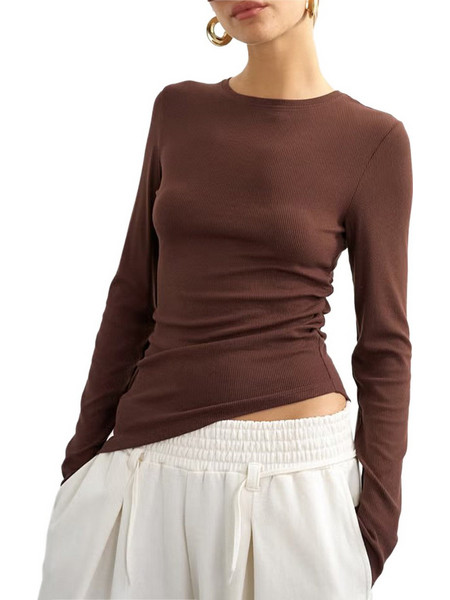 Topshop Γυναικείο Χειμερινό Top Ριπ Καφέ 31001439