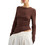 Topshop Γυναικείο Χειμερινό Top Ριπ Καφέ 31001439