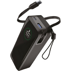 Cellular Line Roller Power Bank 20000mAh 65W με Ενσωματωμένο Καλώδιο USB-C Power Delivery Black
