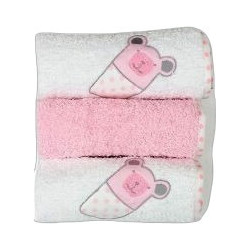 Baby Star Sugar Family Σετ Βρεφικές Λαβέτες Ώμου 100% Βαμβακερές Πετσετέ Λευκές Ροζ 30x30cm 3τμχ