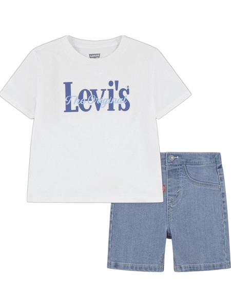 Levi's Βρεφικό Σετ για Αγόρι Καλοκαιρινό Λευκό Μπλε 6EP622-W1T