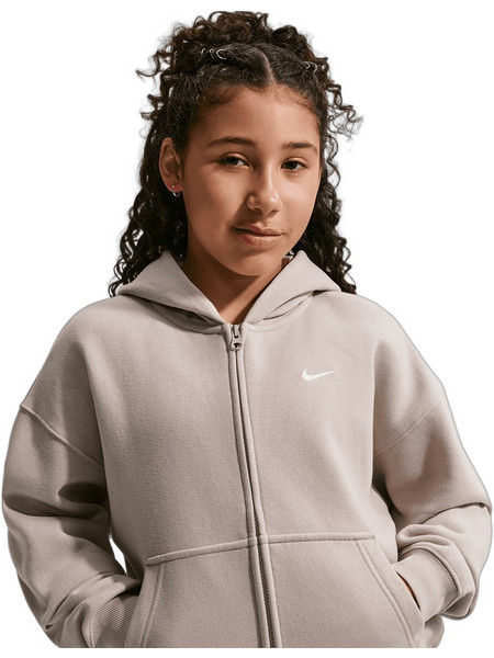 Nike Παιδική Ζακέτα Φούτερ με Κουκούλα και Φερμουάρ Μπεζ IM4904-211