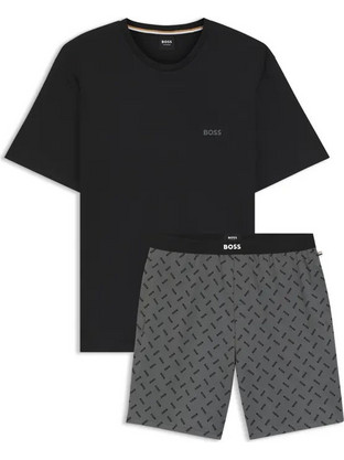 Hugo Boss Καλοκαιρινές Ανδρικές Πιτζάμες Βαμβακερές Ανθρακί 50557174-026