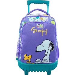 CyP Brands Snoopy Σχολική Τσάντα Τρόλεϊ Δημοτικού Μωβ MC23-01SY