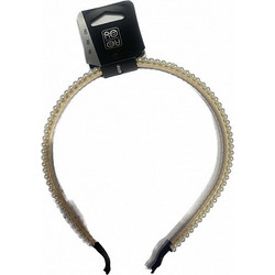RO Accessories Στέκα Μαλλιών Υφασμάτινη Πέρλες Λευκή C124993