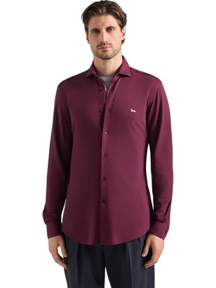Harmont & Blaine Ανδρικό Πουκάμισο Πικέ Narrow Fit Βυσσινί CNR001013471J