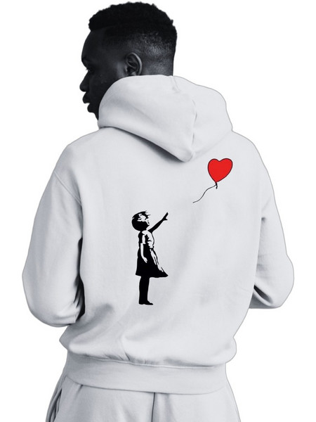 Sol's Stellar Ανδρικό Φούτερ με Κουκούλα με Σχέδιο «Banksy» Λευκό HOOD916