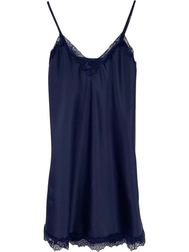 COOTAIYA Slim Fit Γυναικείο Νυχτικό Καλοκαιρινό Σατέν Σκούρο Μπλε