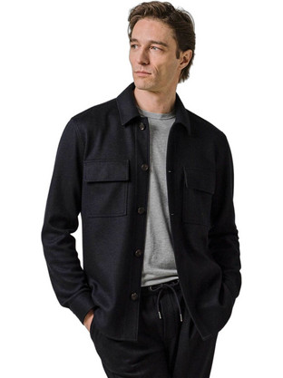 Profuomo Ανδρικό Πουκάμισο Μαλλί Κανονική Γραμμή Overshirt Σκούρο Μπλε PPXF30001A