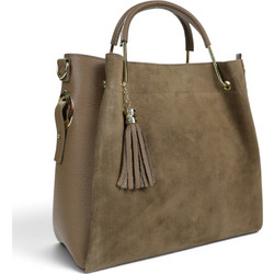 Passaggio Leather Γυναικεία Τσάντα Χειρός Σουέτ Χακί 6014-KR-45