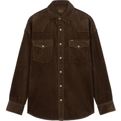 Wrangler Ανδρικό Πουκάμισο Κοτλέ Μακρυμάνικο Κανονική Γραμμή Overshirt Καφέ 112387001