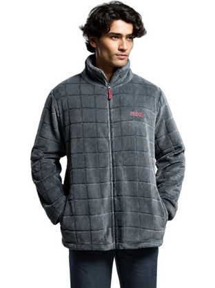 Muydemi Χειμωνιάτικη Ανδρική Ρόμπα Fleece Γκρι 26440