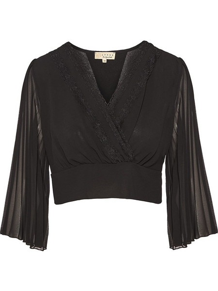 Lynne Γυναικείο Χειμερινό Crop Κρουαζέ Top Μαύρο 043-510005-8038