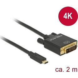 Delock Cable USB Type-C male to DVI 24+1 male (DP Alt Mode) 4K 30Hz 2m black (85321)