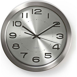 NEDIS CLWA010MT30SR Circular Wall Clock, 30 cm Diameter, Stainless Steel NEDIS