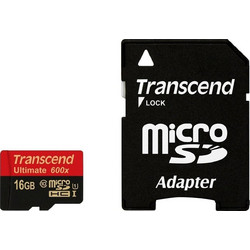 Transcend Ultimate 600X microSDHC 16GB Class 10 U1 UHS-I + Adapter