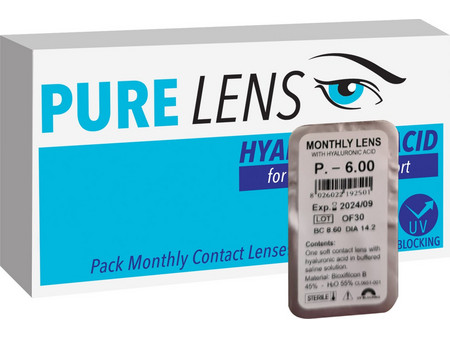 Pure Lens Hyalouronic ΜΥΩΠΙΑΣ ΜΗΝΙΑΙΟΙ - 1 ΦΑΚΟΣ (Μεμονωμένο τμχ. Χωρίς κουτί)