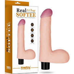 Lovetoy Real Softee Vibrating Dildo with Balls 4" Ρεαλιστικός Δονητής 20cm Flesh