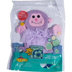LifoPlus Baby Sponge Παιδικό Βαμβακερό Σφουγγάρι Μωβ Πίθηκος 1 τεμάχιο