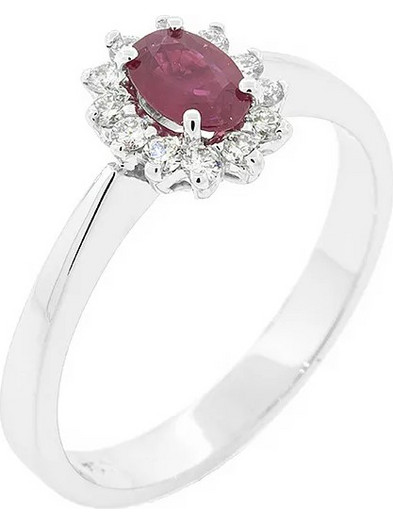 Million Diamonds Γυναικείο Δαχτυλίδι Ροζέτα από Λευκόχρυσο 18K με Ρουμπίνι RL10499