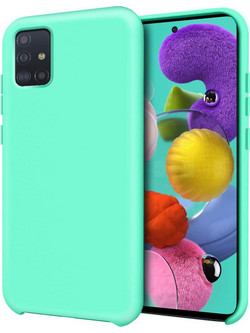 Samsung Galaxy A51 - Anti-slip Liquid Silicone Gel Rubber Bumper Case with Soft Microfiber Lining Cushion Slim Hard Shell- Mint
