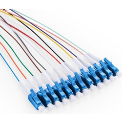 HFOP 12SM-LCU-CP-1M-PVC, LC UPC Single Mode Fibre Optic Pigtail Set (12 Fibres) Unjacketed, 1m