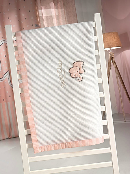 Saint Clair Africa Κουβέρτα Κούνιας Πικέ 110x150 Λευκή Ροζ