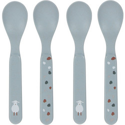 Laessig Bamboo Farmer's Sheep Σετ Βρεφικά Κουτάλια Bamboo 6m+ Μπλε 4τμχ