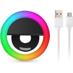 Selfie Ring Light RGB Επαναφορτιζόμενο LED 5600K για Selfie RK-12 (Black)