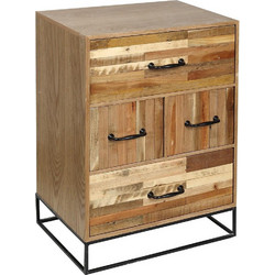 Rustic ξύλινη συρταριέρα σε φυσική απόχρωση 49x35x70 εκ