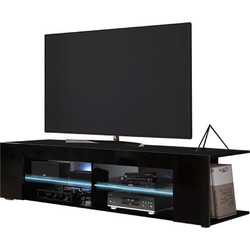 PoliHome Έπιπλο Τηλεόρασης Ξύλινο Μαύρο Μ180xΠ39xΥ32cm Smart 161594599