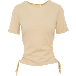NA KD W 1660-000195 CUT OUT CROPPED DETAIL T-SHIRT - NKD.1S1.040.004-BEIGE BEIGE