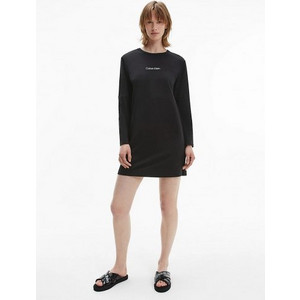 Calvin Klein Γυναικείο Νυχτικό Χειμωνιάτικο Βαμβακερό Μαύρο QS6762E