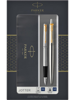 Parker Jotter Core Duo Stainless Steel Gold FP+BP Σετ Στυλό Διαρκείας 2τμχ 1171.9022.09