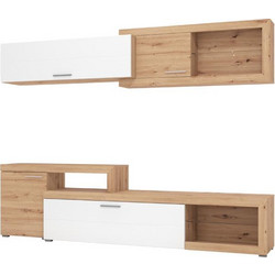 Κέντρο Ψυχαγωγίας-Σύνθεση Kanas Artisan Oak/Λευκή Λάκα 248.5x42x200εκ Fylliana
