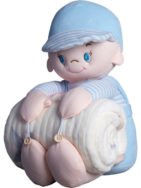 Silk Fashion Baby Boy Κουβέρτα Αγκαλιάς Fleece με Λούτρινο 80x120 Γαλάζια