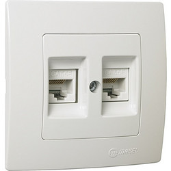 Makel Lillium Διπλή Πρίζα Δικτύου Data RJ45 Cat5 Λευκή (32001036)