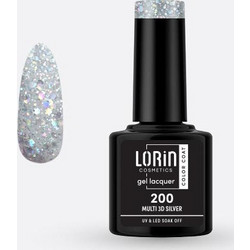 Lorin Gel Lacquer 200 Multi 3D Silver Glitter Ημιμόνιμο Βερνίκι Νυχιών 8ml